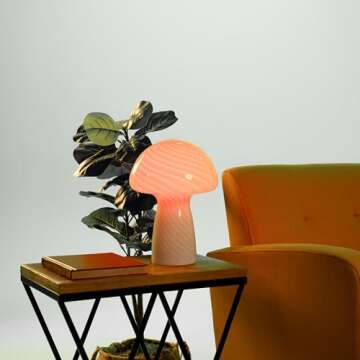 Ozarke Mushroom Table Lamp - Portable LED Small Bedside Energy Saving Night Light for Living Room, Bedroom & Home Décor (Warm 3000K)