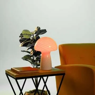 Ozarke Mushroom Table Lamp - Portable LED Small Bedside Energy Saving Night Light for Living Room, Bedroom & Home Décor (Warm 3000K)