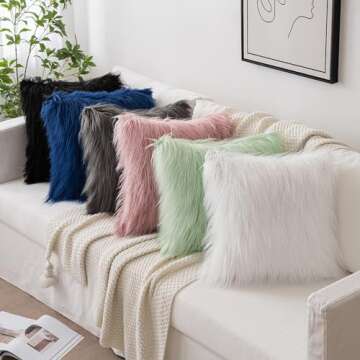 MIULEE Pack of 2 Decorative Faux Fur Throw Pillow Covers New Luxury Series Style Fluffy Pillow Case Cushion Cover for Sofa Bedroom Car Navy Blue 18 x 18 Inch