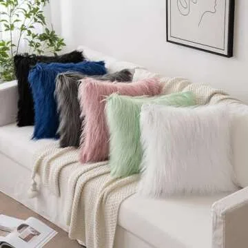 MIULEE Pack of 2 Decorative Faux Fur Throw Pillow Covers New Luxury Series Style Fluffy Pillow Case Cushion Cover for Sofa Bedroom Car Navy Blue 18 x 18 Inch