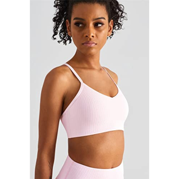 High Impact Sports Bra for Women, Padded V Neck