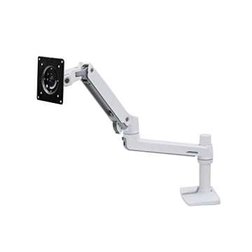 Ergotron – LX Premium Monitor Arm, Single Monitor Desk Mount – fits Flat Curved Ultrawide Computer Monitors up to 34 Inches, 7 to 25 lbs, VESA 75x75mm or 100x100mm – White