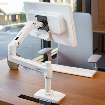 Ergotron – LX Premium Monitor Arm, Single Monitor Desk Mount – fits Flat Curved Ultrawide Computer Monitors up to 34 Inches, 7 to 25 lbs, VESA 75x75mm or 100x100mm – White