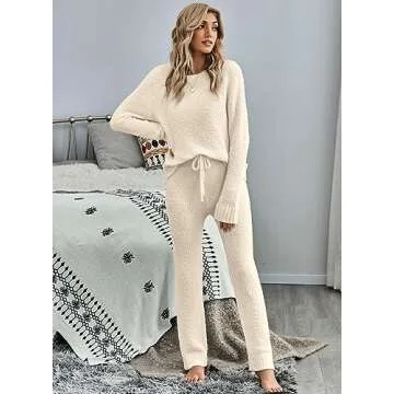 Luvamia Cozy Two Piece Lounge Set for Women in Buttercream