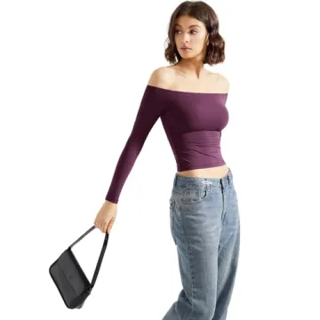 SUUKSESS Off The Shoulder Double Lined Long Sleeve Shirt