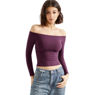 SUUKSESS Off The Shoulder Double Lined Long Sleeve Shirt