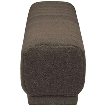 Meridian Furniture 150Brown Heathrow Collection Modern | Contemporary Ottoman/Bench with Rich Brown Boucle Fabric and Deep Channel Tufting, 52" W x 16" D x 16" H, Brown