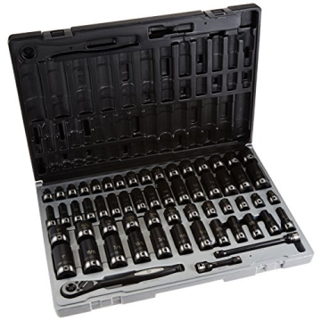 Complete 59Pc Grey Pneumatic 3/8 Drive Socket Set for Home and Automotive Use