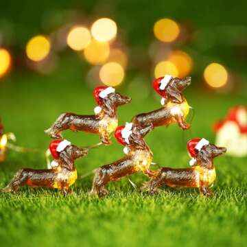 BOHON Dachshund Christmas Lights 10ft 30 LEDs Weiner Dog Christmas Decorations Fairy String Lights B...