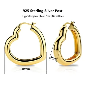 Gold Heart Hoop Earrings Lightweight Hypoallergenic Chic Design