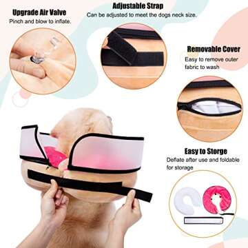 Inflatable Dog Cone Collar with Enhanced Anti-Licking, Soft Neck Donut for Dogs Cats, Recovery Pet Cone Collar After Surgery for Large Medium Small Dogs… (Donut Pink, Medium+)