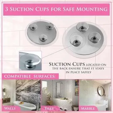 MIRRORVANA 20X & 15X Magnifying Mirror Set with 3 Suction Cups Each - Compact & Travel Ready Mirror for Makeup - Sizes: 6" and 4" Wide