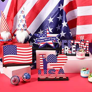 Independence Day Table Decoration Patriotic Wooden Table Centerpiece 4th of July Table Signs America...