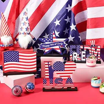 Independence Day Table Decoration: Patriotic Wooden Centerpiece 4th of July