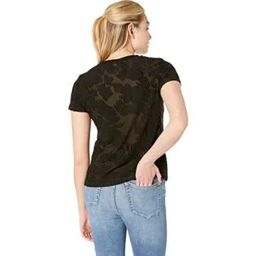 kensie Women's Sheer Jaquard Jersey Tee for Stylish Layering