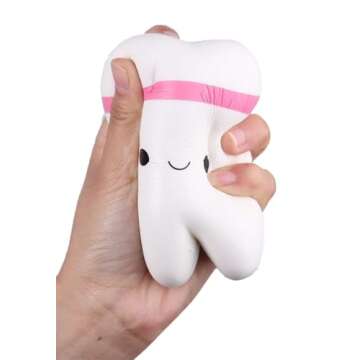 Anboor 4.4" Squishies Jumbo Kawaii Teeth Slow Rising Squishys Tooth Toy for Kids Soft Scented Stress...