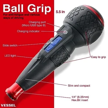 VESSEL Cordless Ball Grip Screwdriver - Innovative Power Tool