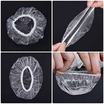 Outus 100 Pack Clear Disposable Ear Protectors Waterproof Ear Covers for Hair Dye, Shower, Bathing