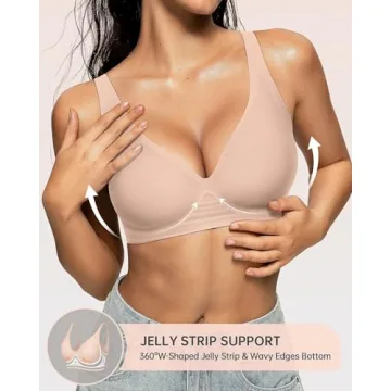 OEAK Womens Deep V Bras Wireless Comfortable Bra Supportive No Underwire Bras Tshirt Push Up Bralett...
