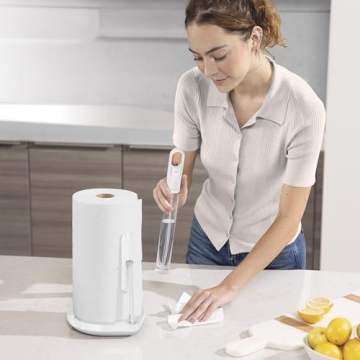 simplehuman Paper Towel Holder with Spray Pump - White Stainless Steel