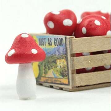 Meyer Imports Mini Wooden Mushroom Decoration (Pack of 6) - Miniature Mushrooms for Fairy Garden Art...