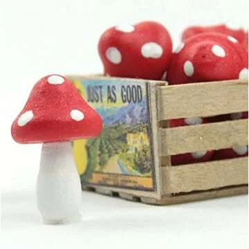 Meyer Imports Mini Wooden Mushroom Decoration (Pack of 6) - Miniature Mushrooms for Fairy Garden Art...