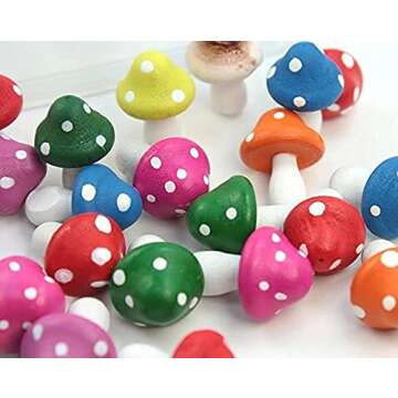 Meyer Imports Mini Wooden Mushroom Decoration (Pack of 6) - Miniature Mushrooms for Fairy Garden Art/Crafts/Dollhouse/Figurines Decor - Red