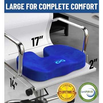 Everlasting Comfort Memory Foam Seat Cushion for Pain Relief