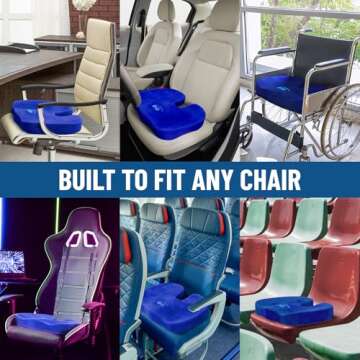 Everlasting Comfort Memory Foam Seat Cushion for Pain Relief