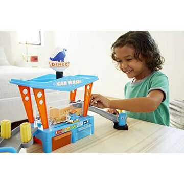 Mattel Disney and Pixar Cars Dinoco Car Wash Playset with Pitty & Lightning McQueen Toy Cars, Water ...