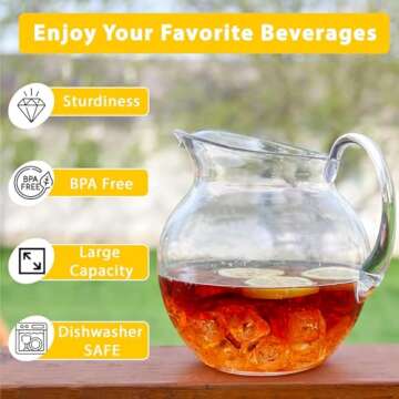 Lily's Home Shatterproof Plastic Pitcher, the Large Capacity Makes it Excellent for Parties, Both Indoor and Outdoor, Clear, (100 Ounces)