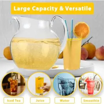Lily's Home Shatterproof Plastic Pitcher, the Large Capacity Makes it Excellent for Parties, Both Indoor and Outdoor, Clear, (100 Ounces)