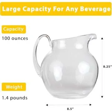 Lily's Home Shatterproof Plastic Pitcher, the Large Capacity Makes it Excellent for Parties, Both Indoor and Outdoor, Clear, (100 Ounces)