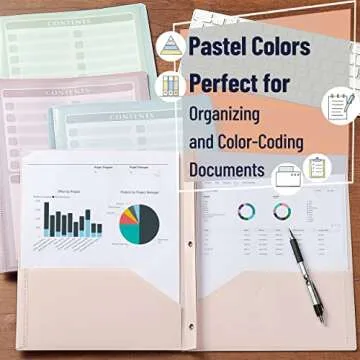 Mr. Pen Plastic Folders with Clear Pocket - 5 Pack Pastel