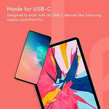 USB-C Cable by Playa (USB to USB-C Cable, USB Type-C Cable for Note10, S10, Pixel 3, iPad Pro, Nintendo Switch and More) (White, 3 ft.)