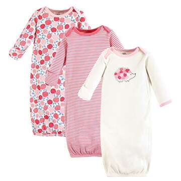 Touched by Nature Baby Organic Cotton Gowns, Rosebud, Preemie-Newborn