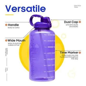 Giotto 1 Gallon Motivational Water Bottle - BPA Free & Portable