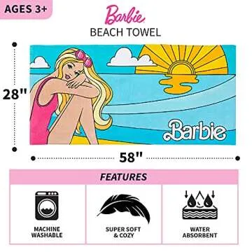 Barbie Super Soft Cotton Beach Towel for Kids