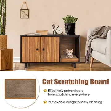 Stylish Tangkula Cat Litter Box Enclosure for Large Cats