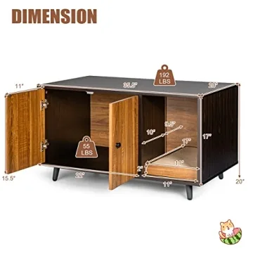 Stylish Tangkula Cat Litter Box Enclosure for Large Cats