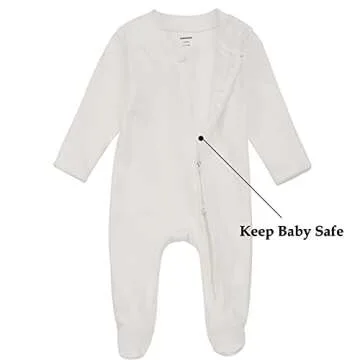 Aablexema Organic Cotton Baby Footies Pajamas with Mittens - Neutral Newborn Infant Zip Up Sleep Pla...