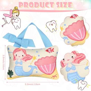 Qunclay Tooth Fairy Pillow with Pocket Kids Keepsake Pouch Tooth Fairy Gifts for Girl and Boy, 3.9 x...