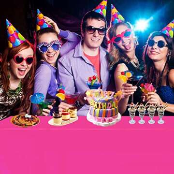 Hot Pink Plastic Table Cloth 4 Pack Disposable Plastic Table Cloth Party Table Cover Girls Party Table Clothes for Baby Shower Gender Reveal Birthday Party Decorations 54" X 72" (Hot Pink 4 Pack)