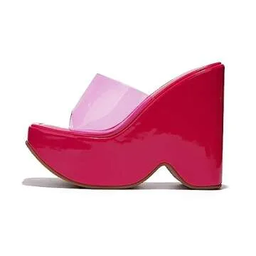 Stylish Cape Robbin Pinkki Clear Strap Wedge Heels