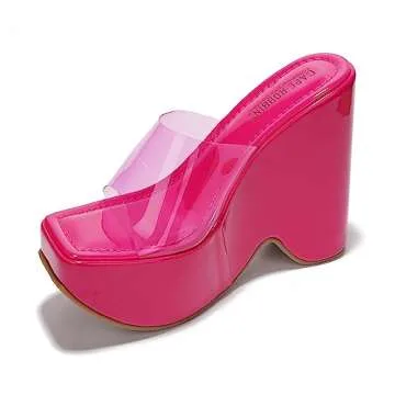 Stylish Cape Robbin Pinkki Clear Strap Wedge Heels