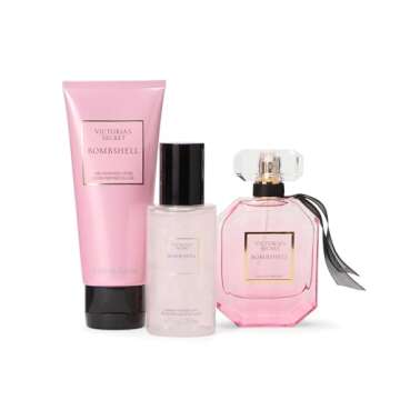 Victoria's Secret Bombshell 3 Piece Luxe Fragrance Gift Set: 1.7 oz. Eau de Parfum, Travel Lotion & Shimmer Mist