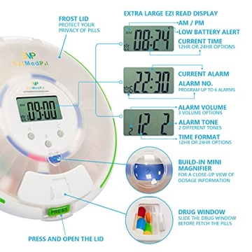 EziMedPil Automatic Pill Dispenser with Alarms & Light