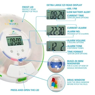 EziMedPil Automatic Pill Dispenser with Alarms & Light