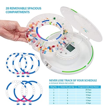 EziMedPil Automatic Pill Dispenser with Alarms & Light