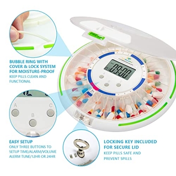 EziMedPil Automatic Pill Dispenser with Alarms & Light